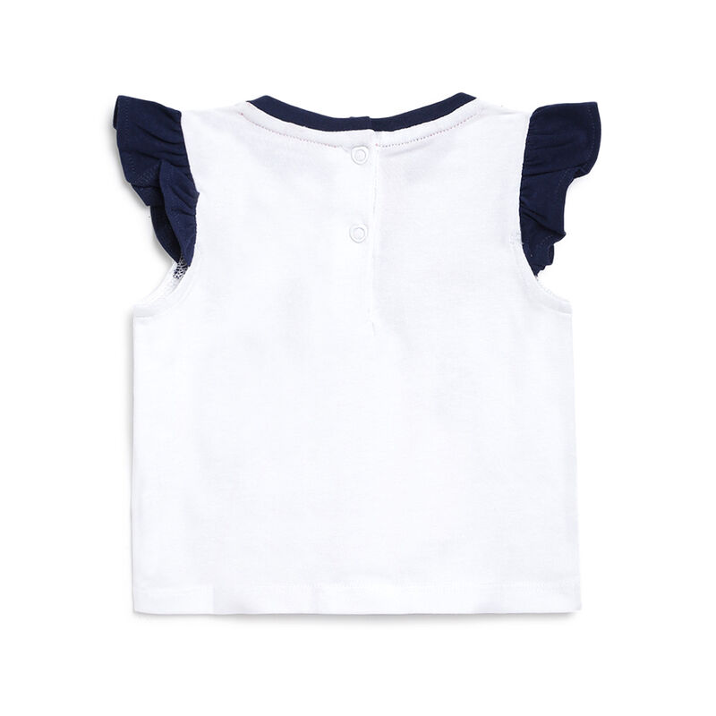 Girls White Printed Short Sleeve T-shirt image number 1